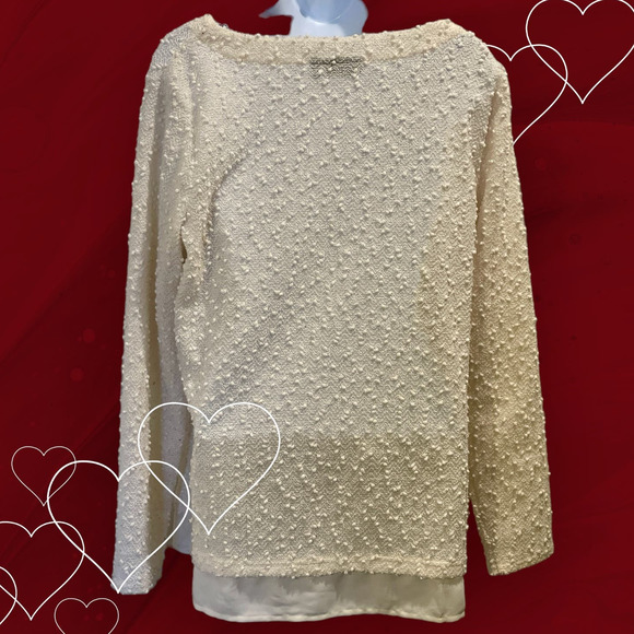APT 9 Sequin Sweater Womens Sz Petite XL White Pullover Wide Neck 0:0:1:A-0012 - Picture 2 of 6